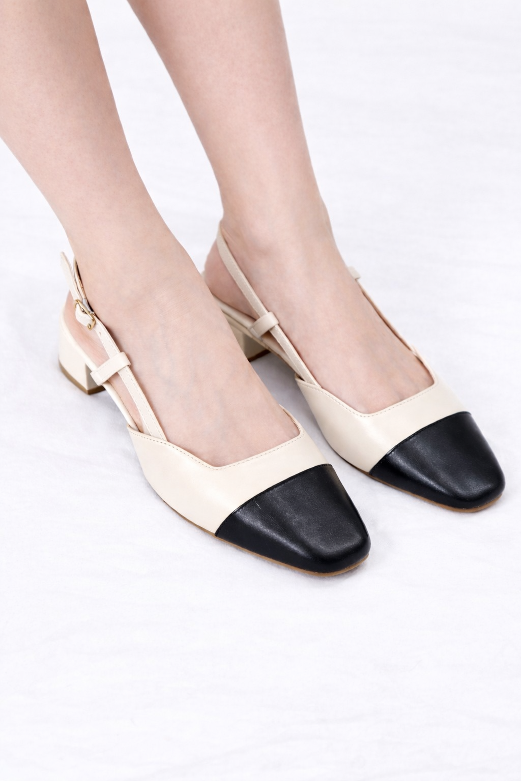 Escarpins Slingback Bicolores Élégants – Talon 3 cm (EU 41–44)