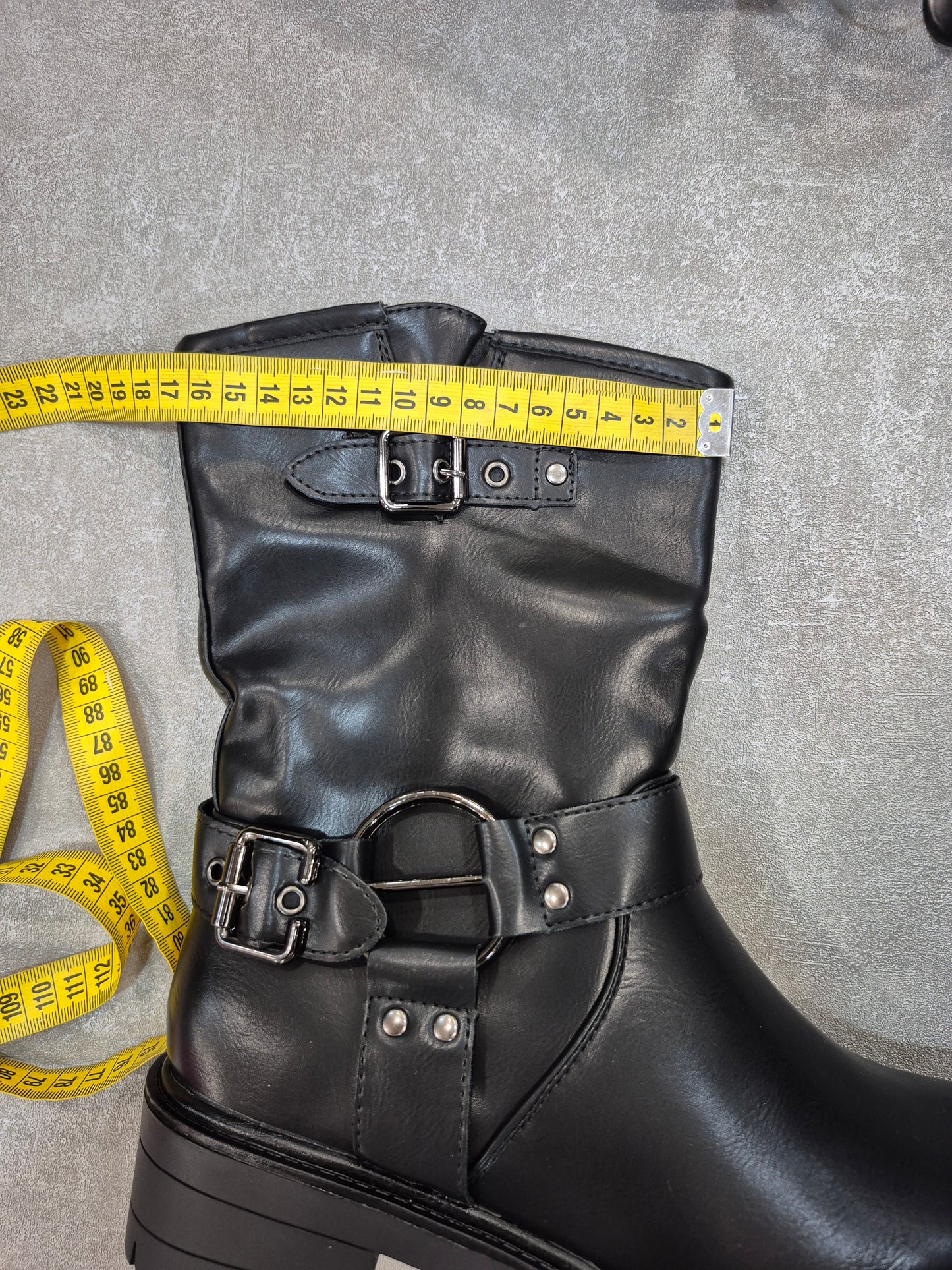 Women's black faux leather boots