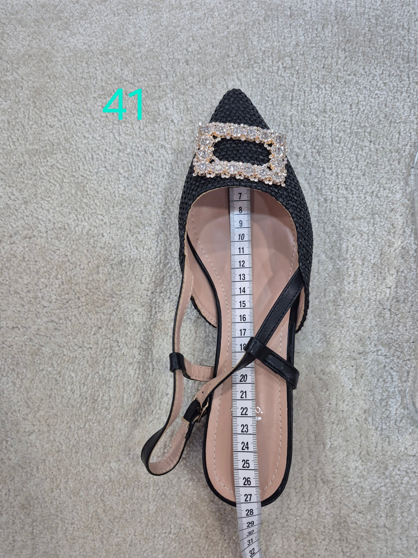Escarpins Slingback Élégants avec Boucle Strass – Talon 3 cm (EU 41–44)