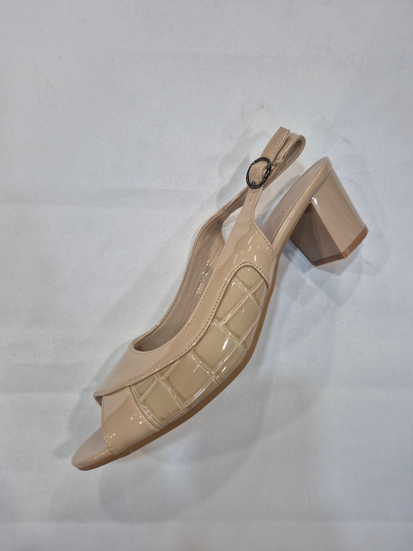 Sandales Slingback Vernies Élégantes – Noir & Beige | Talon 6 cm | Tailles 41–44