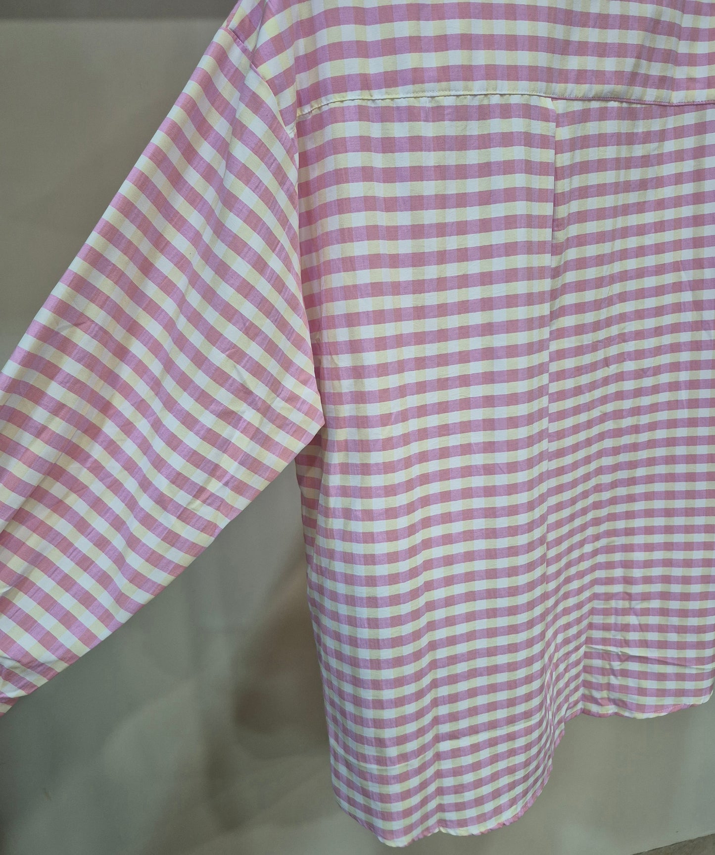 Chemise femme ample à carreaux rose – coton & viscose, style chic casual
