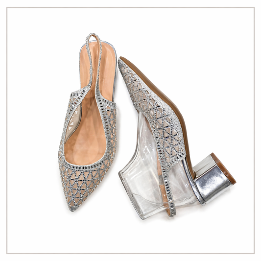 Escarpins slingback à strass – talon 6 cm – tailles 41-43