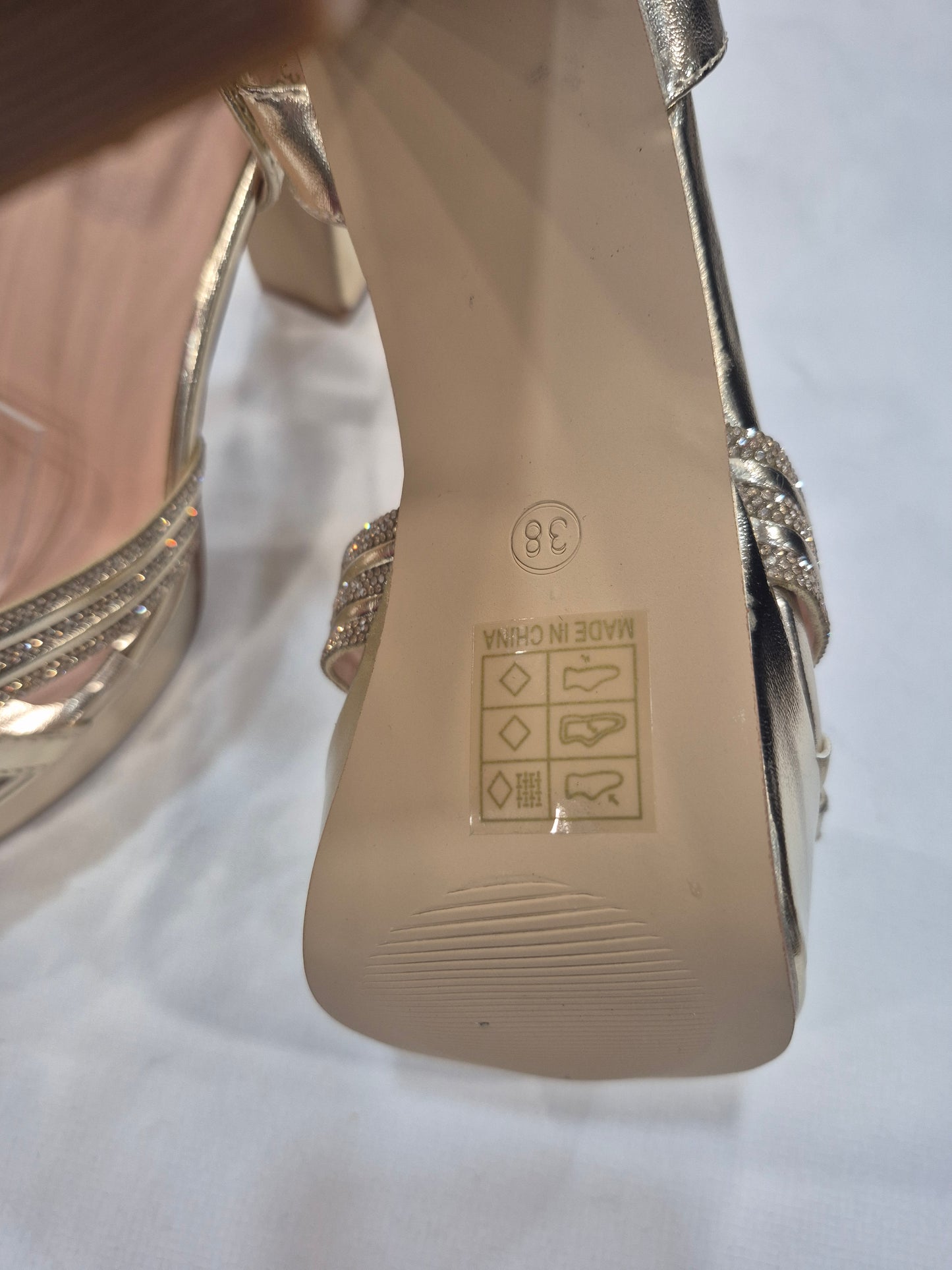 Sandales à Talons Élégantes Brillantes – Noir & Doré | Talon 12 cm | Tailles 36–41