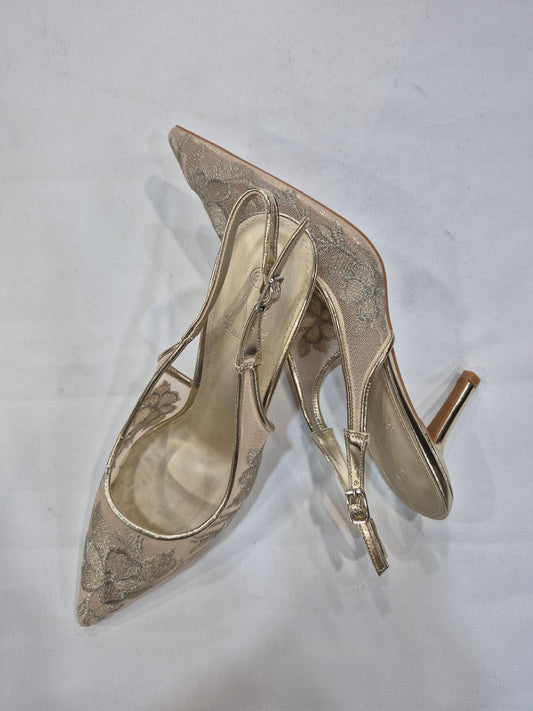 Escarpins Slingback Brodés Élégants – Noir & Doré | Talon 8 cm | Tailles 36–41