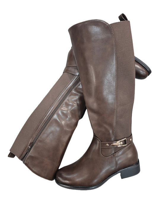 Bottes similicuir marron pour femmes