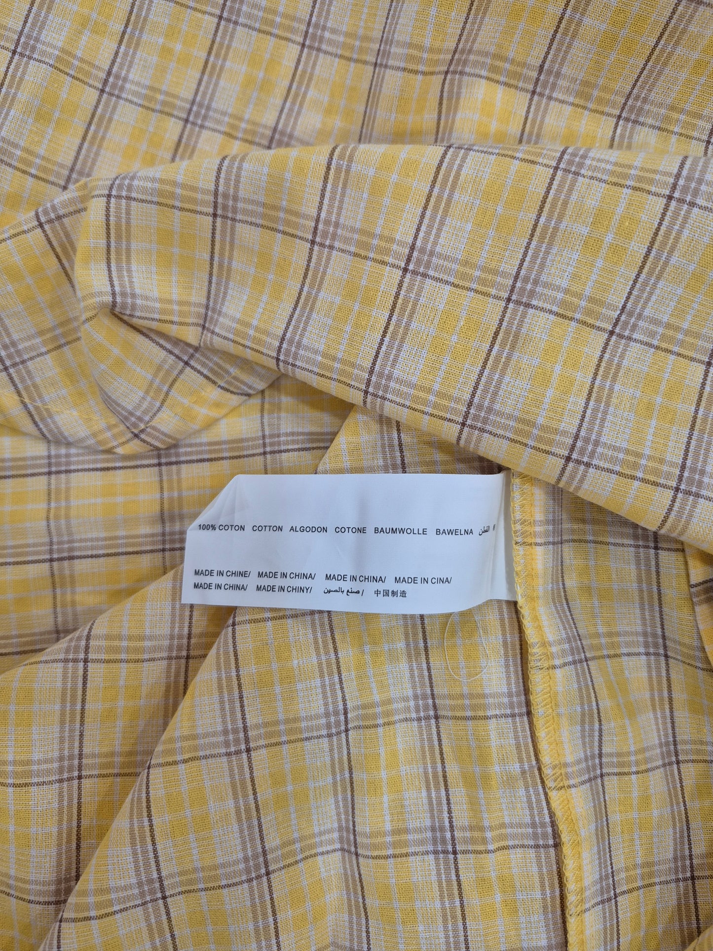 Chemisier Femme à Carreaux 100% Coton – Coupe Ample Décontractée Jaune | Tailles S à L