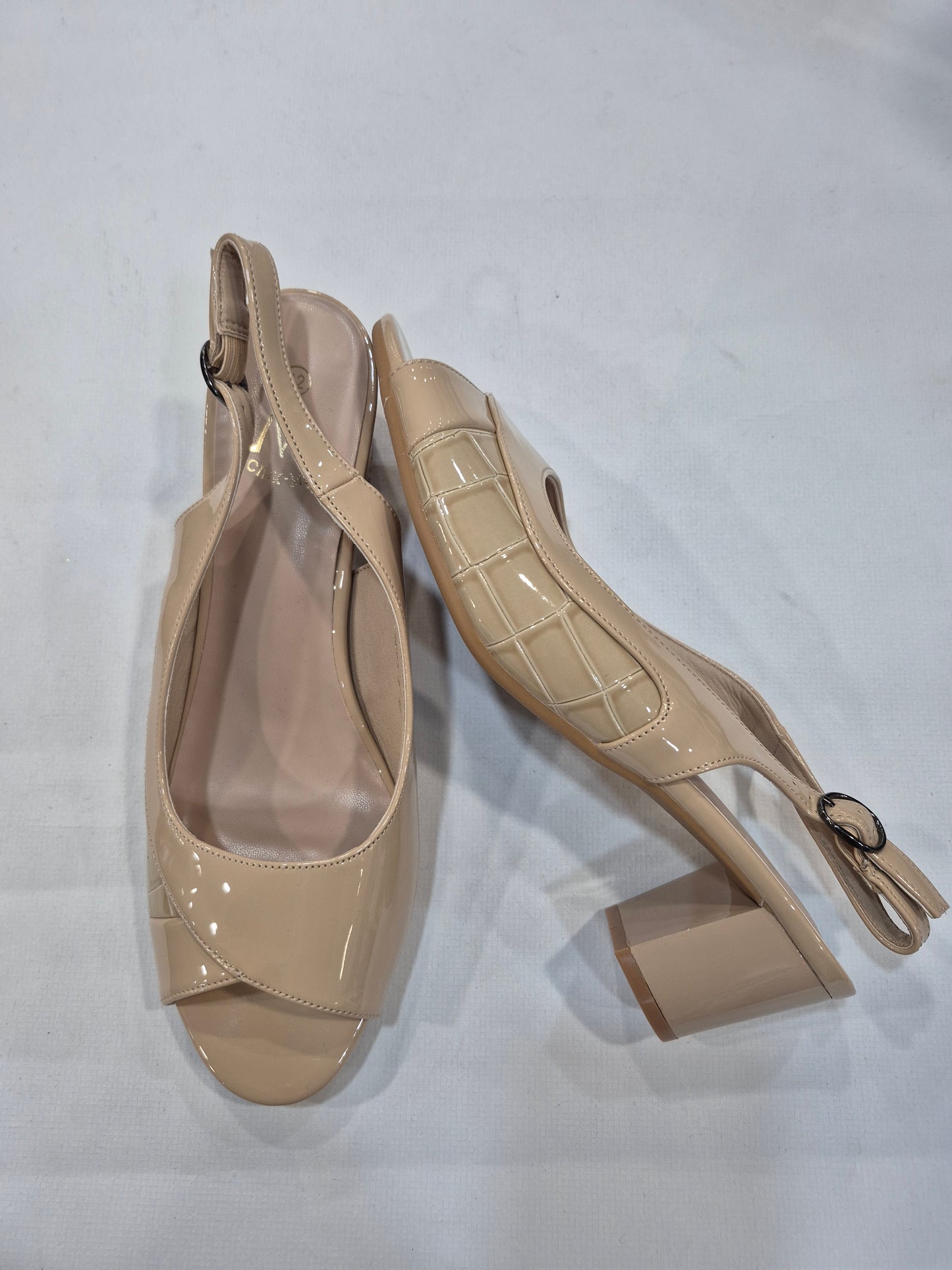 Sandales Slingback Vernies Élégantes – Noir & Beige | Talon 6 cm | Tailles 41–44