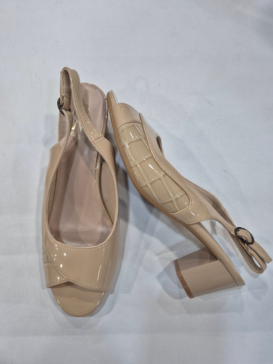 Sandales Slingback Vernies Élégantes – Noir & Beige | Talon 6 cm | Tailles 41–44