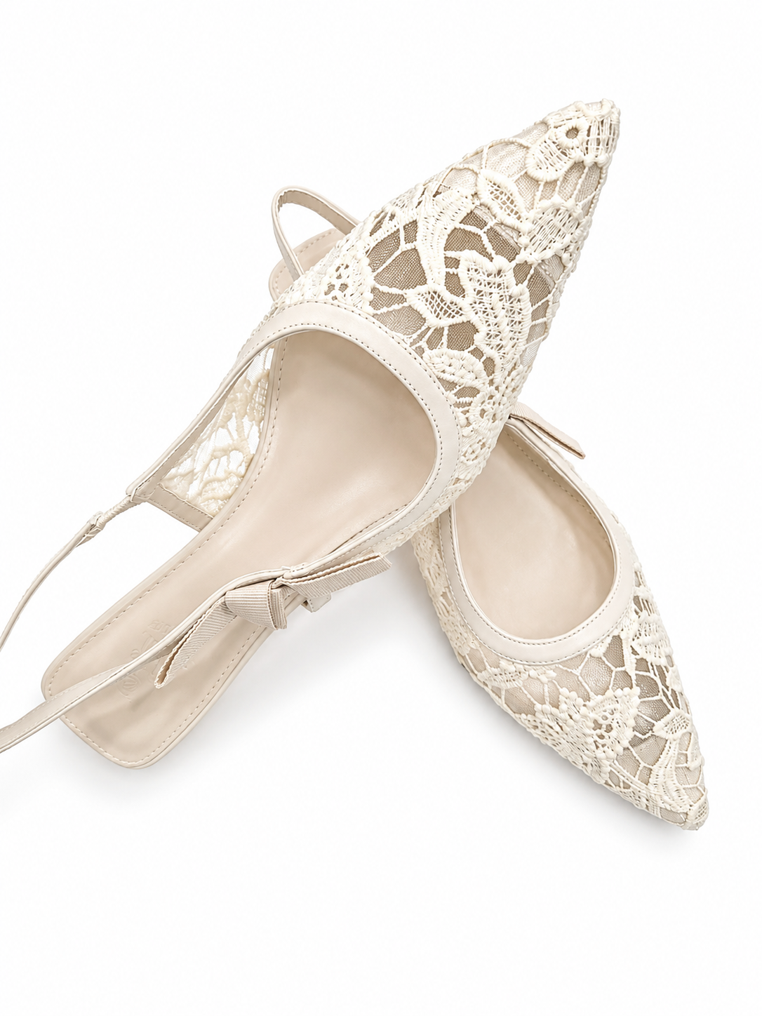 Escarpins Slingback en Dentelle Élégante – Noir & Beige | Talon 6 cm | Tailles 41–44