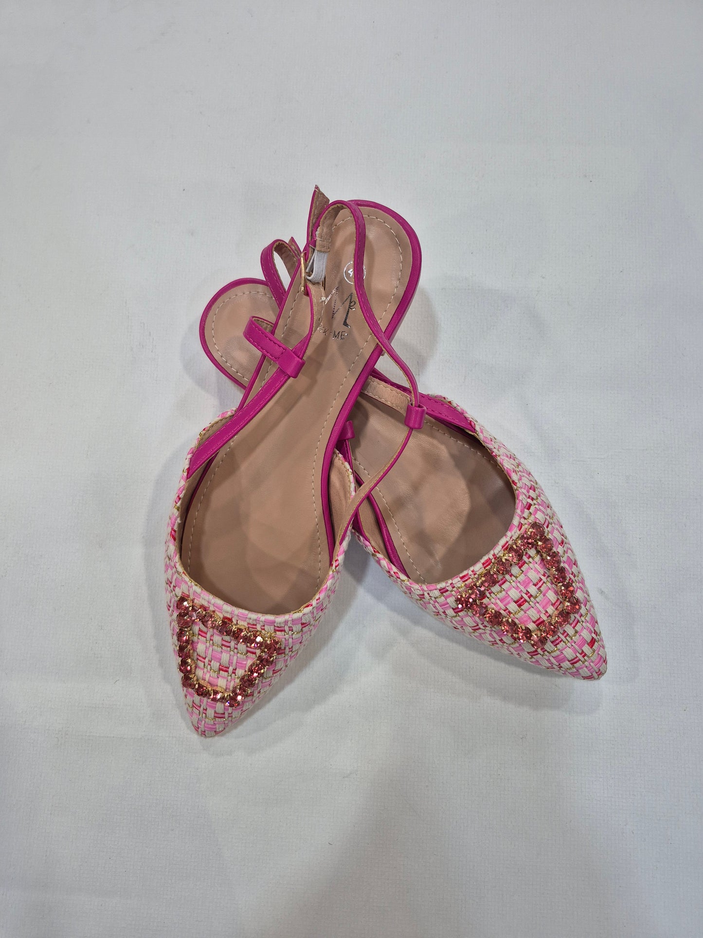 Chaussures plates femme slingback rose tressées à bout pointu (41–44)