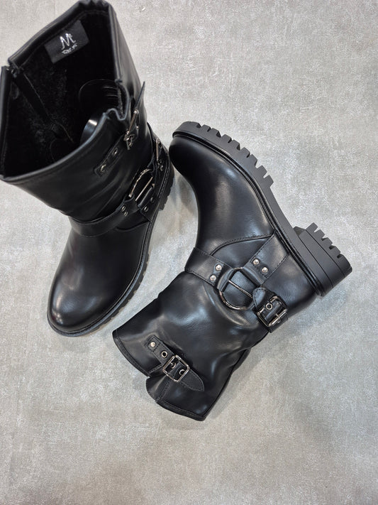 Schwarze Damenstiefel aus Kunstleder