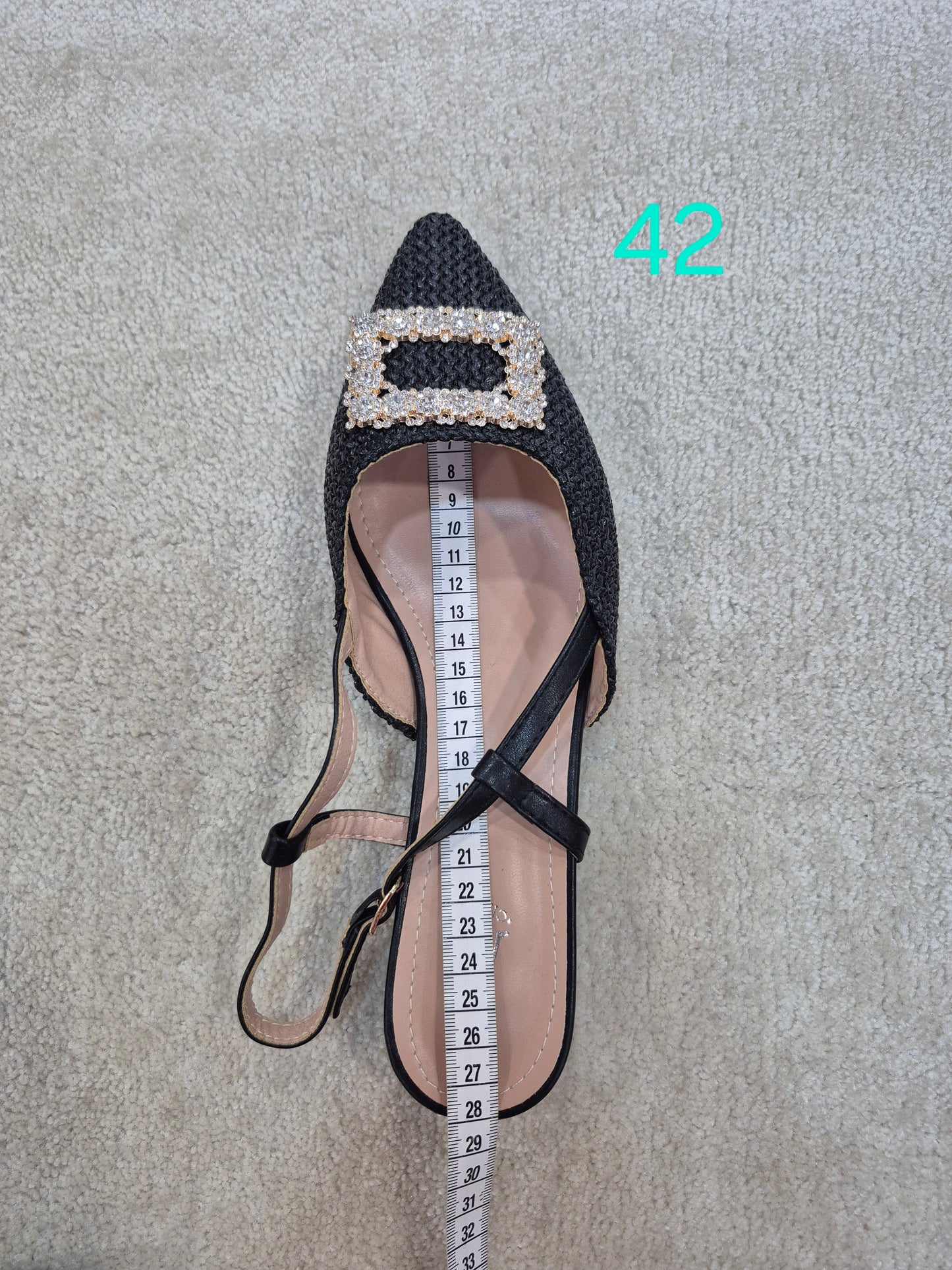 Escarpins Slingback Élégants avec Boucle Strass – Talon 3 cm (EU 41–44)