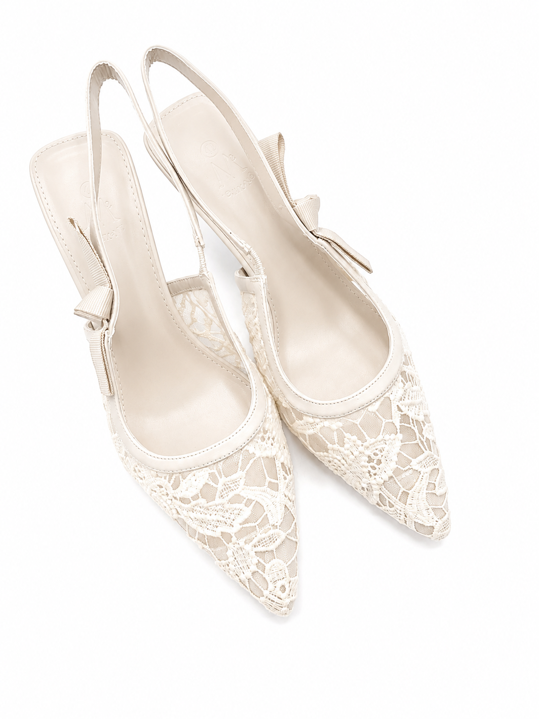 Escarpins Slingback en Dentelle Élégante – Noir & Beige | Talon 6 cm | Tailles 41–44