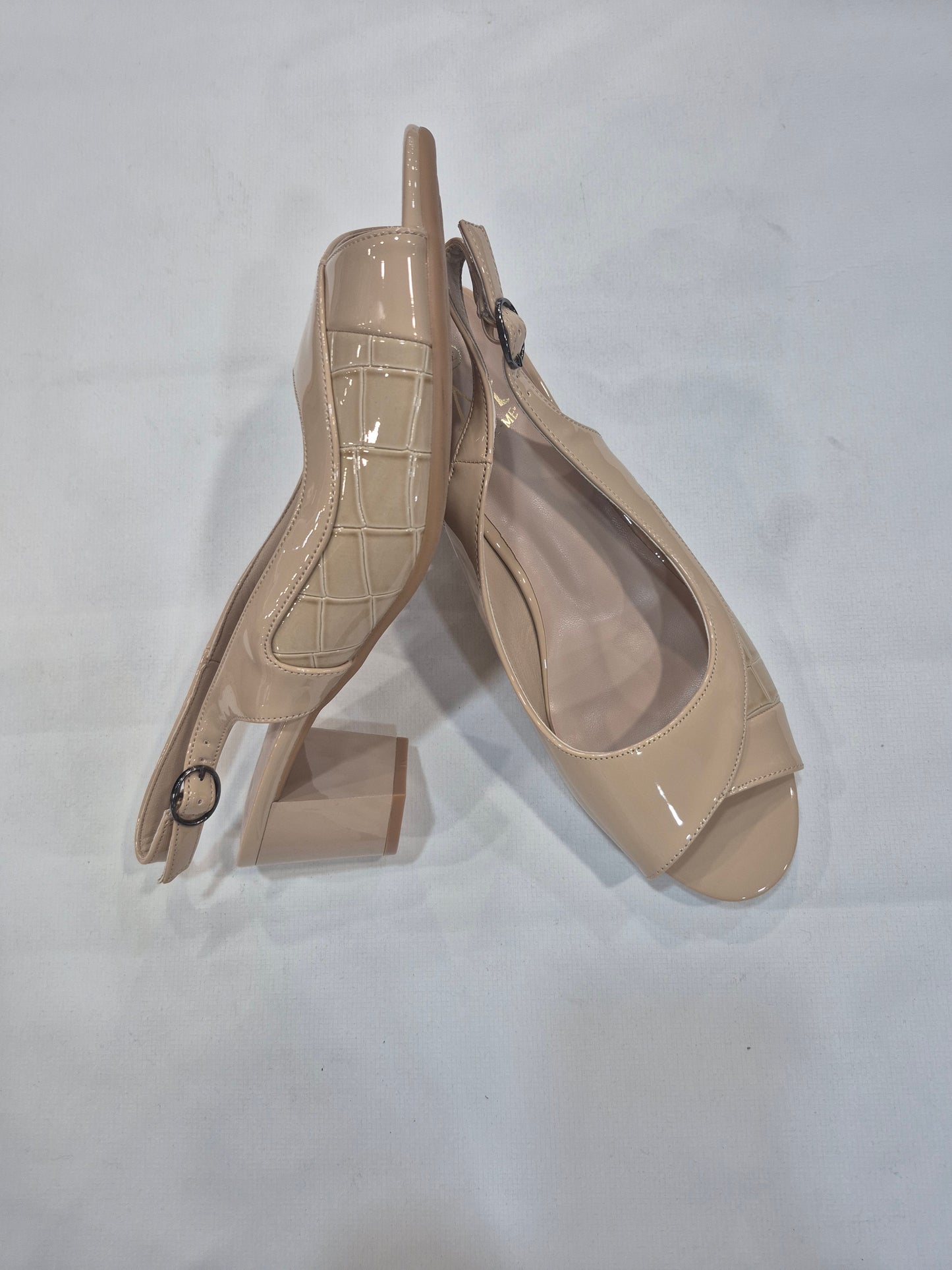 Sandales Slingback Vernies Élégantes – Noir & Beige | Talon 6 cm | Tailles 41–44