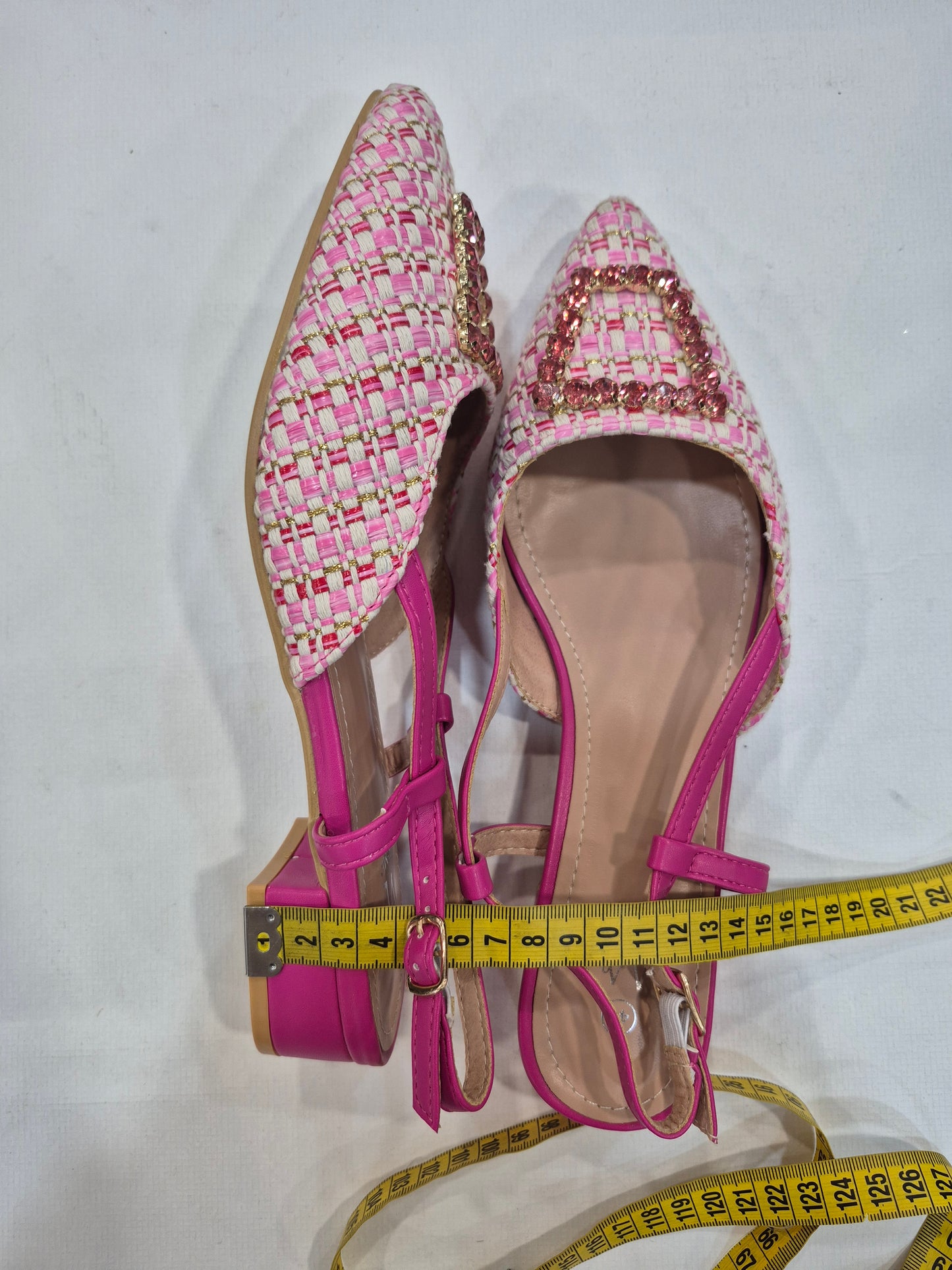 Chaussures plates femme slingback rose tressées à bout pointu (41–44)