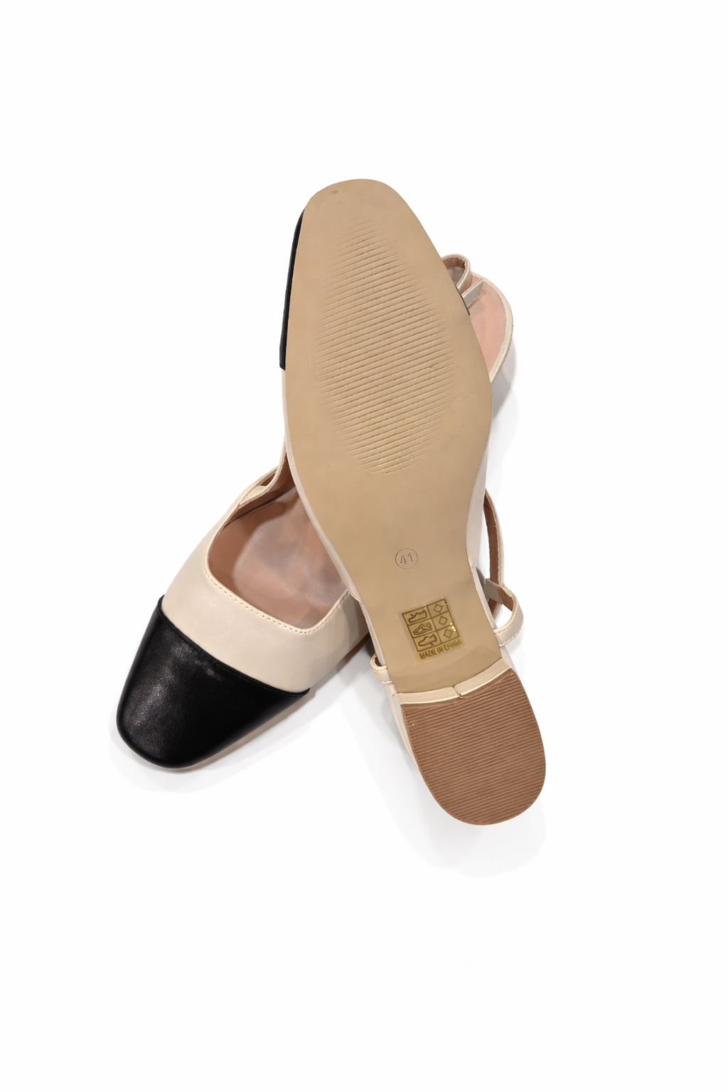 Escarpins Slingback Bicolores Élégants – Talon 3 cm (EU 41–44)