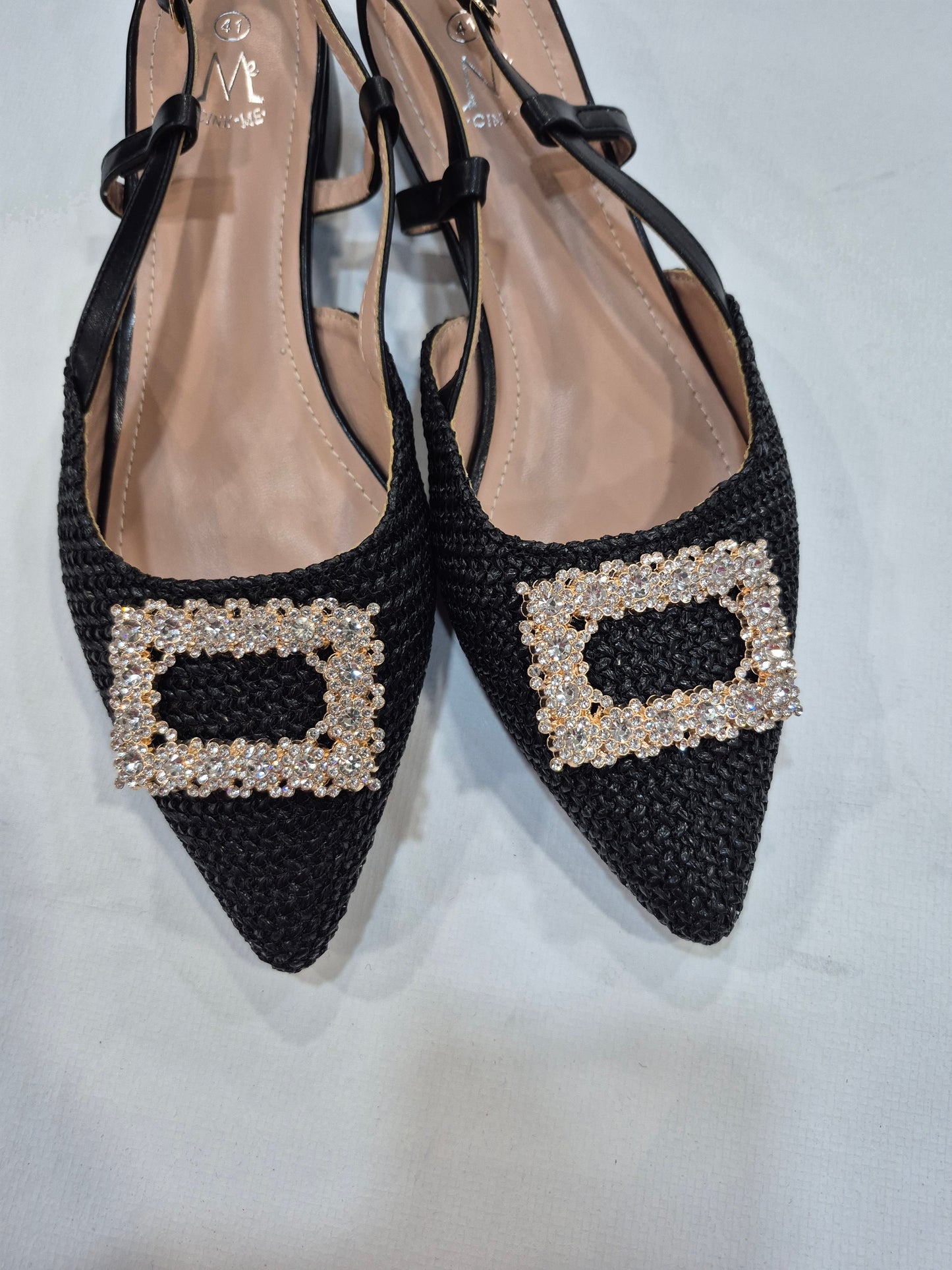 Escarpins Slingback Élégants avec Boucle Strass – Talon 3 cm (EU 41–44)