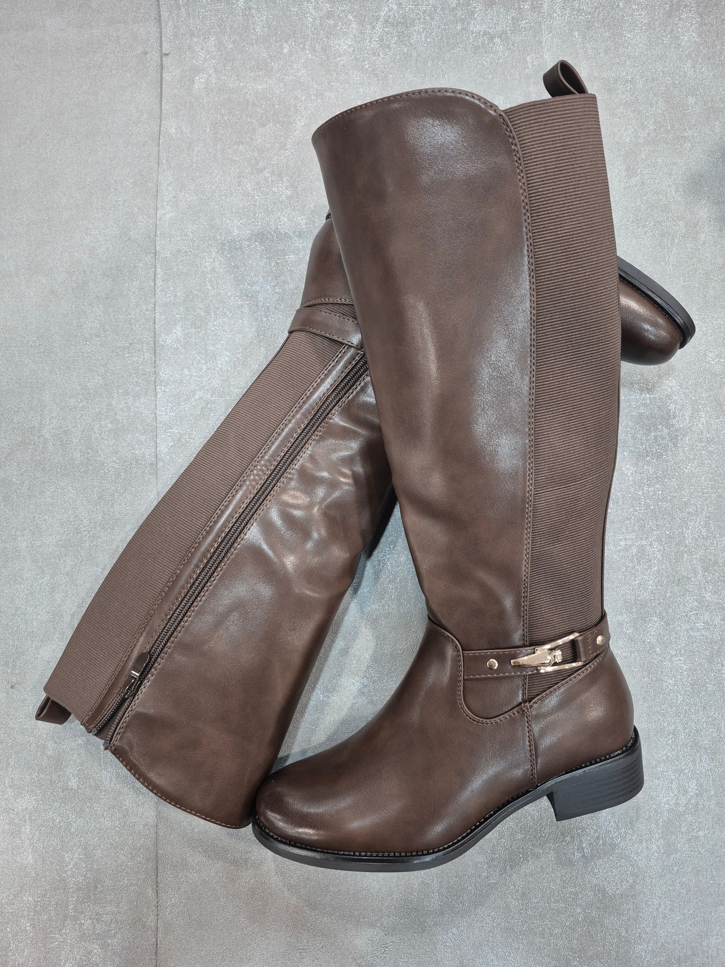 Bottes similicuir marron pour femmes