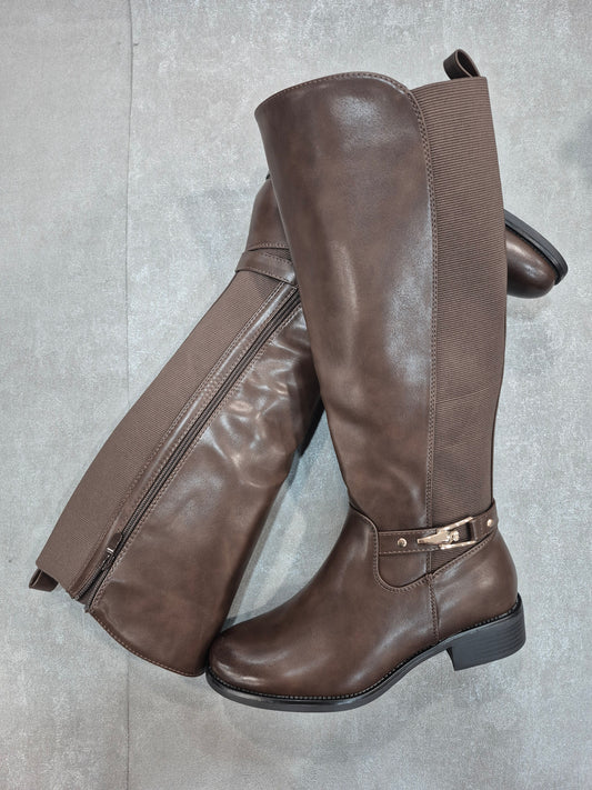 Bottes similicuir marron pour femmes