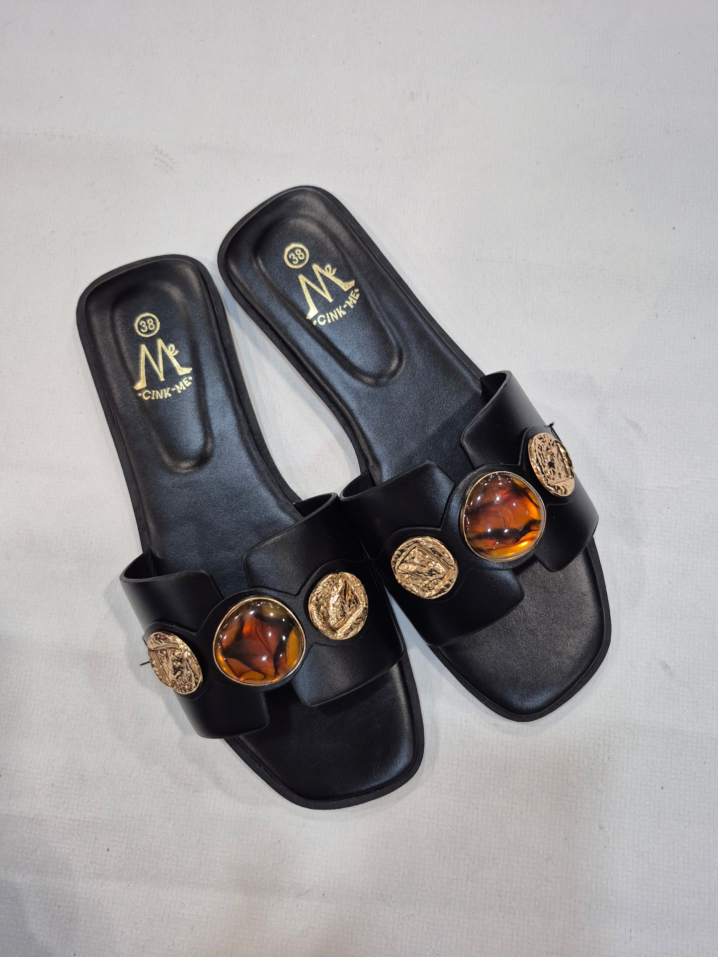 Sandales plates confort femme Noir & Marron