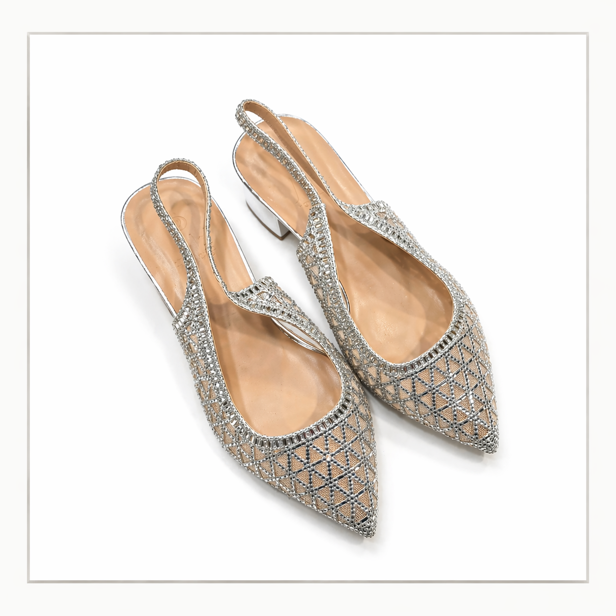 Escarpins slingback à strass – talon 6 cm – tailles 41-43