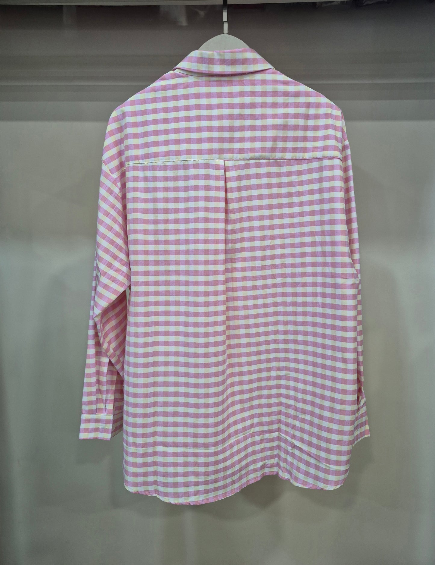 Chemise femme ample à carreaux rose – coton & viscose, style chic casual